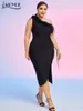 Casual jurken adyce 2024 zomer nieuwste zwarte bandage jurk dames één schouder veer sexy club feest bodycon dames plus size vestidos