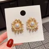 Boucles d'oreilles étalon fleur de soleil irrégulier doré pour les femmes enracinées bijoux bijoux vintage tendance perforation oreille tendance