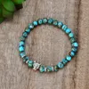 Bracelets de charme Fashion Turquoise Bracelet Bracelet Naturel Stone Beded Elastic For Women Men Gift Bijoux