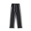 Men's Jeans Casual Long Drawstring Elastic Waist Straight Denim Wide Leg Pants Light Blue Black