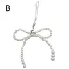 Keychains Pearl kralen Bowknot Telefoon Charme Bandensleutels Hangende hangers Bag decoratie