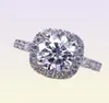 Solitaire Ring 100 labbförlovningsring 13 runda lysande diamant fyrkantiga halo ring dröm bröllop band med ruta 2211032842209