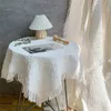 Table Cloth Photographic Props Background Cloth White Tablecloth Simple Style Patterned Tablecloth Tassel Lace Home Decoration