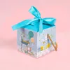 10pcs Caixas de presente do chá de bebê com fitas rosa menino azul menina bebê festas de aniversário de festas de gênero revelam partido doce pack caixa