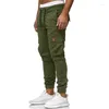 Pantaloni da uomo Suddivisione casual cinghia di cinghia di cargo a colori solidi