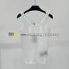 Kvinnor Solid Color Knit Vest Summer Breattable Sports Sticked Vest Sexig transparent Knit Camisole Designer Tank Top