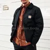 디자이너 Mens Carhart Jackets 빈티지 씻은 캔버스 재킷 라펠 가디건 카르 하트 틀리 재킷 슬림 페인트 패치 재킷 아웃복 코트 눈물 쌓인 Jeansbiker