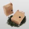 Flat Bottom Red Brown Cardboard Coffee Bean Kraft Paper Bags Candy Cookie Bread Kraft Package Bags med tydligt fönster 30 st