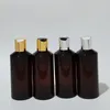 Storage Bottles 30pcs 200ml Empty Brown Bottle Liquid Soap Lotion Cosmetic Containers Gold Silver Aluminum Disc Top Cap Packaging