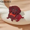Yaologe Acryl Reddish Brown Puppy Dog Broches For Women Girl New Trend Animal Badge Broche Pins Handgemaakte sieraden Gift Party
