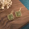 Dangle Earrings China Style Women Jewelry Square Imitationヘティアンジェイドサファイア古代コスチュームオールマッチシンプル耳26mm