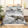 3D Elephant Duvet Cover Set Queen Size African Safari Animal Comforter Set Wildlife Bedding Set Retro Wall Decor Bedspread Cover