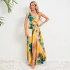 Abiti casual di alta qualità 2024 Summer Women Double Veeveveless Flit Abito a tutela lunghi abiti da sentenza Maxi Vestido sera Y2K