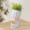 Plant Pot Beautiful Craft Holding Flor Girl Face Shape Plants Pot Supplies Home Flowerpot Resina Flowerpot