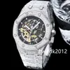 15407 Diamonds Mens Watch Watch Double Balance Wheel OpenWorking Dial Автоматическое из нержавеющей стали сапфировые хрустальные наручные часы 41 мм