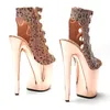 Dance Shoes Leecabe 20cm/8inches Beautiful Leopard Upper With Gold Color Pole Ankle High Heel Platform Dancing Boot