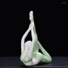 Decorative Figurines Porcelain Crafts Elegant Yoga Sport Girl Series Miniatures Tea Pet Creative Home Decoration