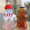5Pcs Christmas Gingerbread Man Clear Empty Bottles 500ml Candy Jars Milk Tea Sealed Jar Food Storage Container for Kitchen Party
