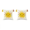 Pillow Set Of 2 Cartoon Tufted Tassel 3D Embroidery Geometry Case For Couch Sofa Bed Home Decorative Throw Cover