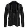 Cosses de blazer masculin rayé à pois léopard imprimé décontracté britannique slim slim veste costume masculin streetwear 240329