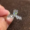 Cluster Rings 18K White Gold Ring Women Wedding Party Anniversary Engagement 1 2 3 4 5CT Water Drop Pear Marquise Moissanite Diamond