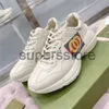 Designer Shoes Luxury Rhyton Sneakers Ivory White wave Mouth Sneaker Beige Vintage Chaussures Fashion Shoes Beige Casual Shoe Sneaker Top Quality
