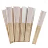 Decorative Figurines 30 Pcs/Lot 21cm White Color Fabric Hand Fan Silk Wedding Party Promotion Favor