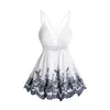 Deep V Floral Embroidery Lace Guipure Pane Take Top Sexy Disual Lattice Spaghetti Strap Tops for Women Summer