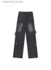 Jeans pour femmes Black Gothic Goods Jeans Harajuku Extra Large Pocket Jeans pantalon Y2k large jeans rétro 2000