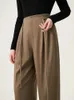 Women's Pants FSLE Designad Pendling Straight Casual For Women 2024 Spring Midje Drawstring Long Trousers Female 24FS11109