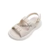 Sandaler Girls Summer 2024 New Childrens Fashion Princess Shoes Big Beach Soft Sole Trendy H240411