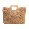 Drawstring Beach Women Bag Fashion Paper Rope Knitting Solid Sopling Bolsas de compras de gran manejo