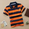 T-shirts T-shirt For Boys Summer Children Short Sleeve Stripe Tees Cartoon Bear Embroidery Tops Teens Breathable Polo Shirt Kids Clothing 240410
