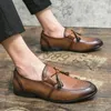 Casual Shoes High Quality Leather Men Tassel Loafers Dress Slip On Male Man Party Wedding Footwear Big Size 38-47