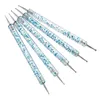 5pcs / ensemble Nail Art Dotting stylo strassons Dot Painting Manucure UV Gel Tool 2 façons