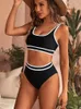 Sexy High Waist Swimsuit Women Solid Bikini Black Swimwear Female Biquini Sport Set Beachwear Bathing Suit 240410