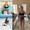 Da bagno da bagno da bagno ad alta vita set di bikini da donna stampa floreale leopard estate beach abbiglia