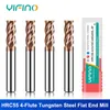 Yifino HRC55 4-Flute Endmill Tungsten Steel Carbide Nano Powłoka Płaska młyn końcowy dla CNC Mechaniczne obróbki obróbki frezar