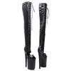 Chaussures de danse Auman Ale 23cm / 9Inches Matte noir Pu Upper Sexy Exotic High Talon Platage Party Femmes Boots Pole 072