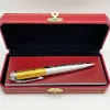 Pens MLS Luxe klassiek Bruin gesneden decoratief patroon Barrel Ballpoint Office School Stationery Kerstmis cadeau