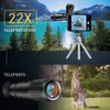 APEXEL Powerful Phone Lens Kit 22x Telescope Lens Cell Phone Telephoto Camera Lens Fisheye Wide Angle Macro Lenses for Camping