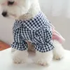 Dog Apparel Clothes Black Button Plaid Dress For Small Medium Dogs Cat Spring Summer Pet Clothing Costume Supplies Skirt