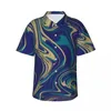 Men's Casual Shirts Abstract Marble Beach Shirt Liquid Print Hawaii Male Vintage Blouses Short Sleeve Comfortable Custom Top