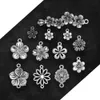 Antique Silver Plated Flowers Blossom Plum Charms Connector Pendant For Diy Earring Jewelry Making Findings Supplies Accessories