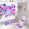 Shower Curtains Peony Floral Bird Butterfly Curtain Set Bathroom Screen Colorful Flowers Daisy Bath Mat Toilet Lid Cover Carpet Rug Home