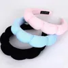 Handduk Fluffy Sponge Hair Hoop Bands for Girls Söt fast färg Terry Tyg Women's Spa Wash Face Makeup Accessories