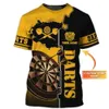 Cosmos de verão Nome personalizado Darts T-shirt 3D Homens impressos homens Mulheres Casual Dart Player Gift Tops Tops Tees de manga curta meninos