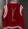 Y vorm ontwerp mannen sportjacks losse varsity vest kasten diamanten letter lange mouwen honkbal jas uniform jas met een paar borsten paren bovenkleding