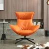 Cadeira de couro de cadeira giratória com cadeira de lounge moderna na cadeira nórdica reclinável de luxo relaxante mobiliário doméstico macio