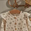 Hosen Ewodos 03 Jahre Baby Girls 3pcs Frühlings -Herbst -Outfit -Sets Langarmblumen -Button Down Tops + Hosen + Stirnband -Set für Kleinkind